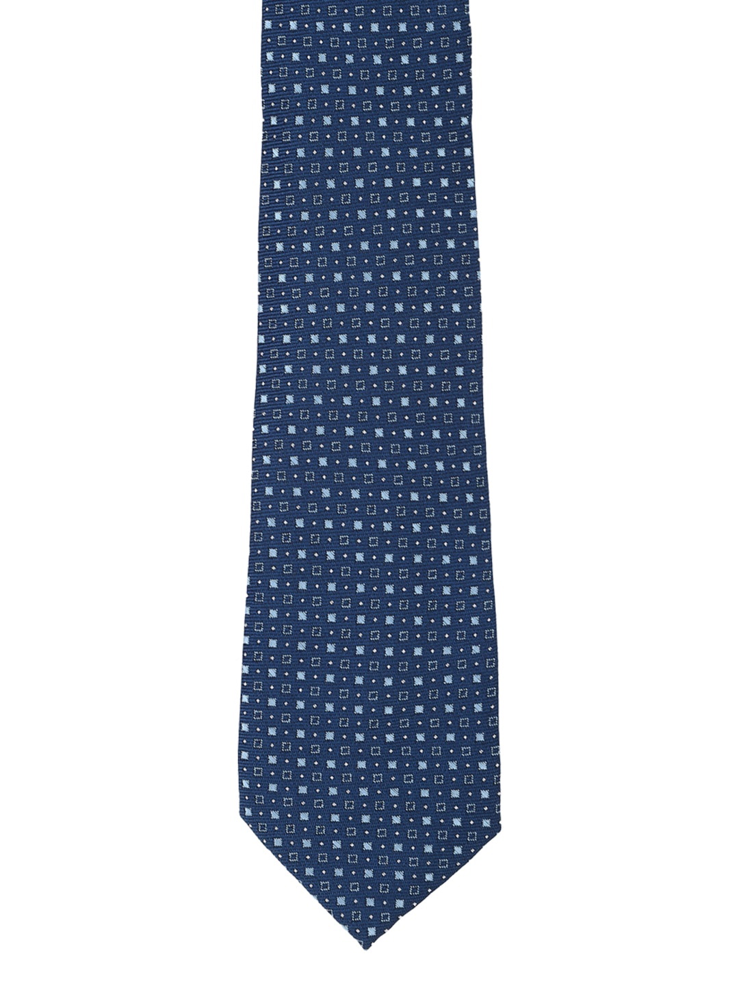 

Peter England Men Navy Blue & White Woven Design Broad Tie