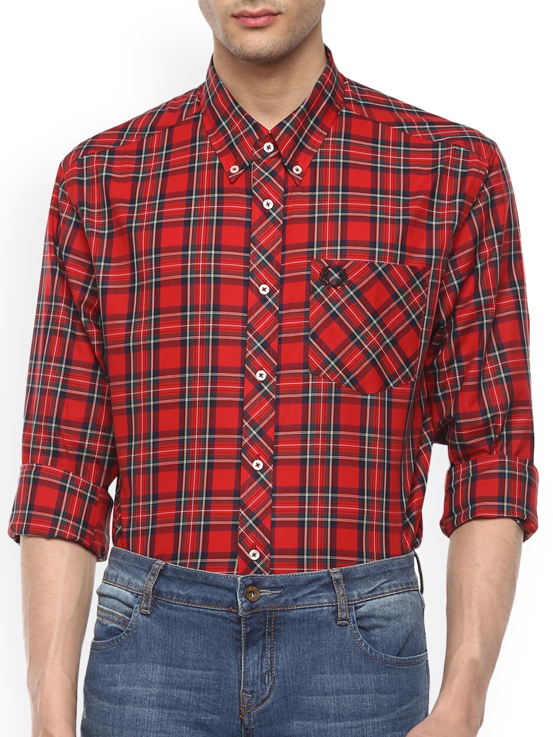 

Fred Perry Men Red Checked Casual Shirt
