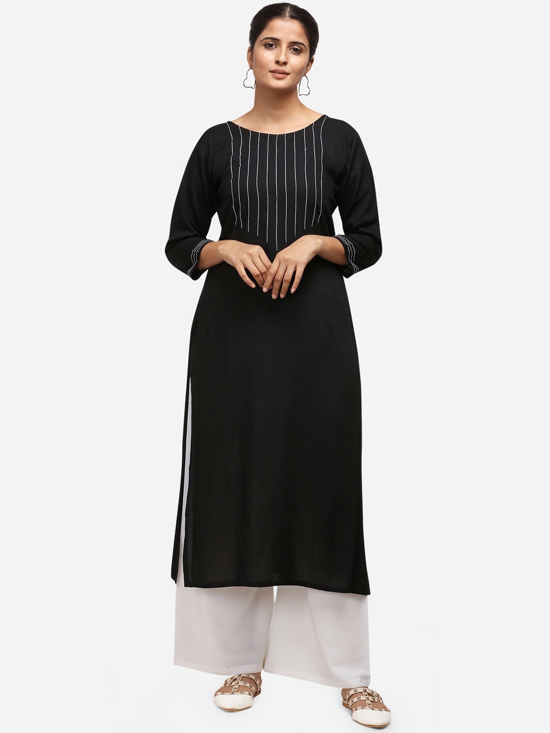 

SAADHVI Women Black Kurta with Palazzos