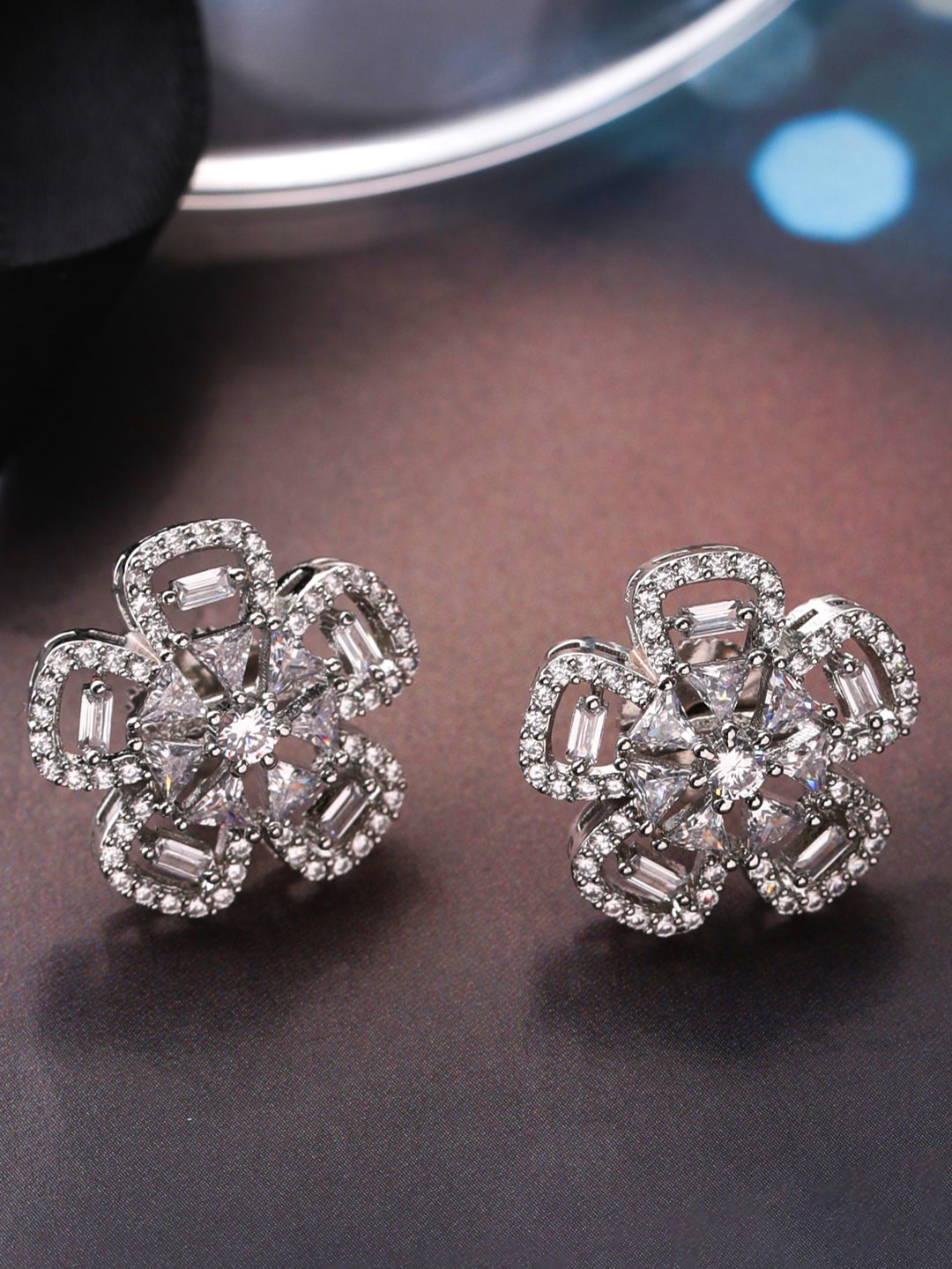 THE AAB STUDIO Silver-Plated & White Floral Studs