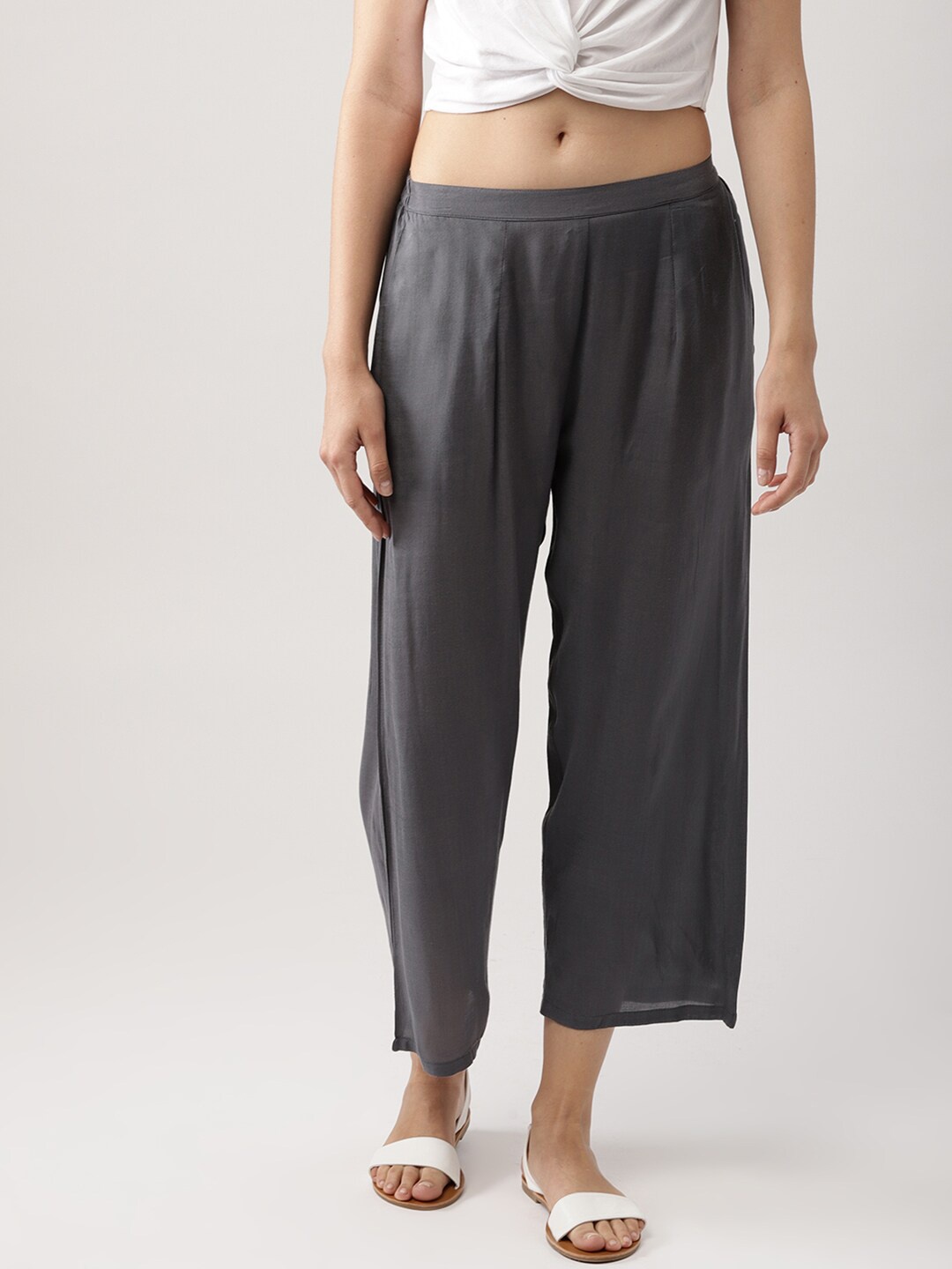 

Libas Women Grey Knitted Palazzos