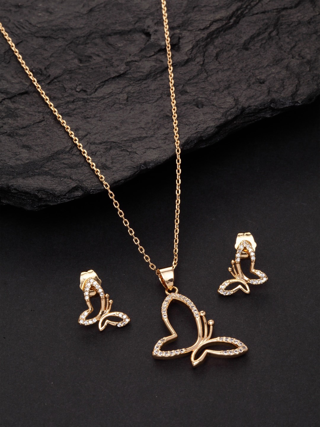 

VOGUE PANASH Gold-Plated White Cubic Zircon-Studded Jewellery Set