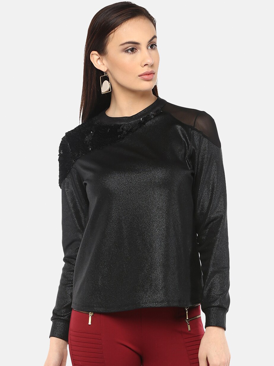 

Kazo Black Embellished Sequinned & Shimmery Top