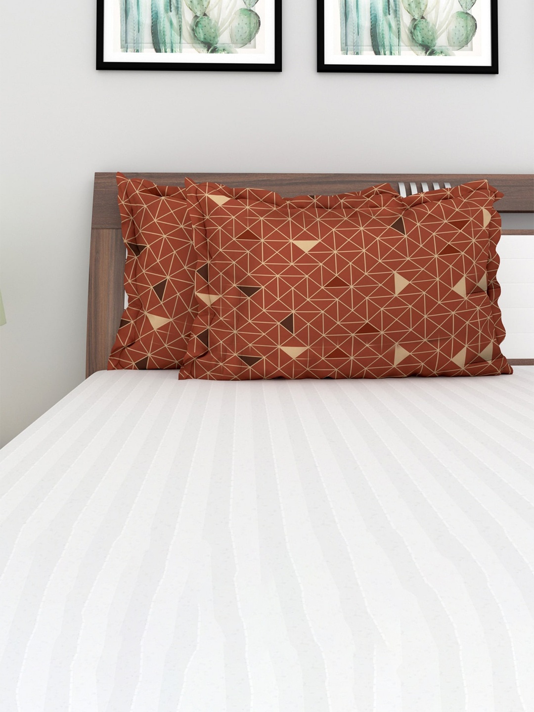 

Home Centre Brown & Beige Set of 2 Geometric Rectangle Cushion Covers