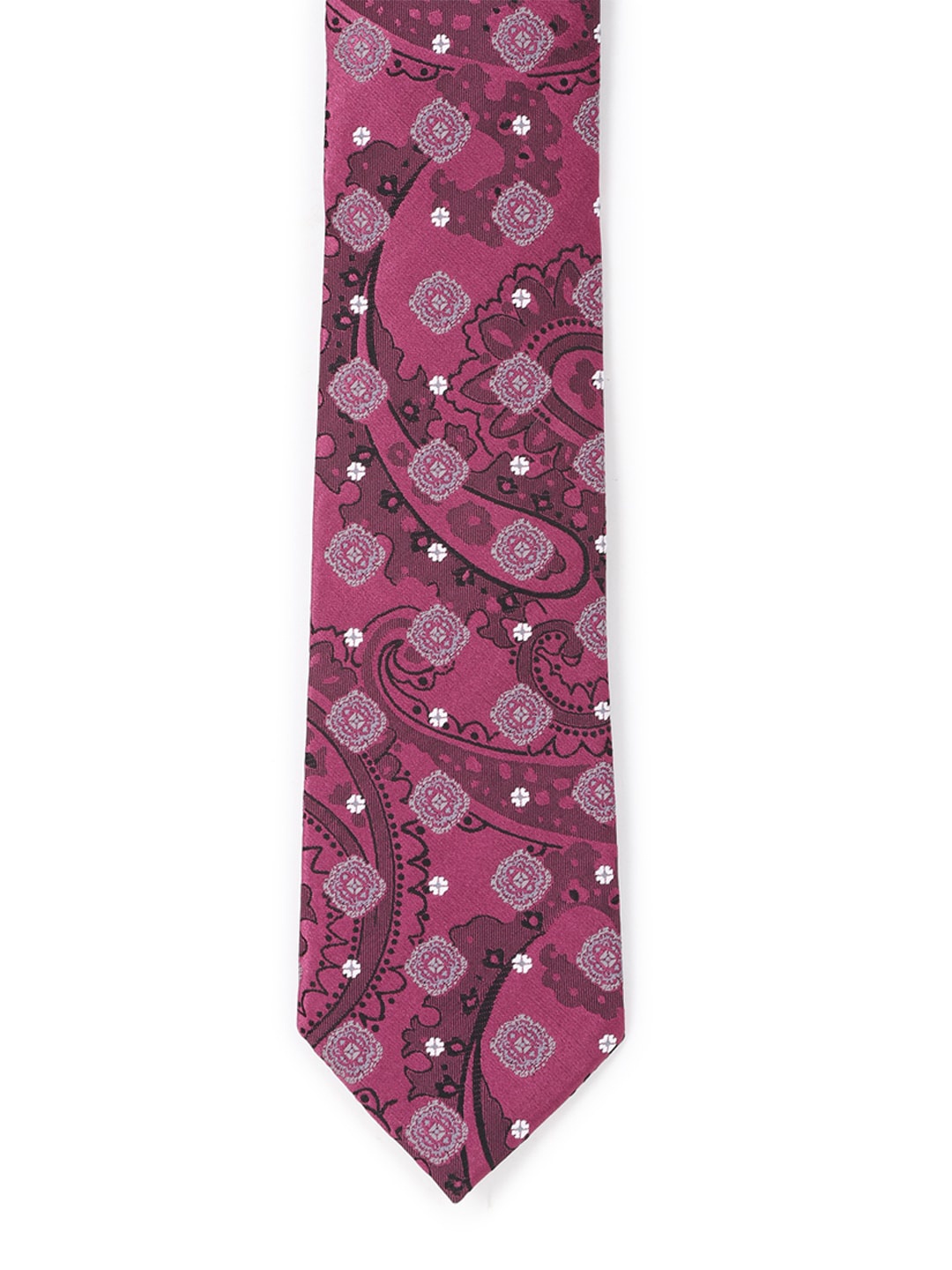 

Peter England Men Pink & White Woven Design Broad Tie