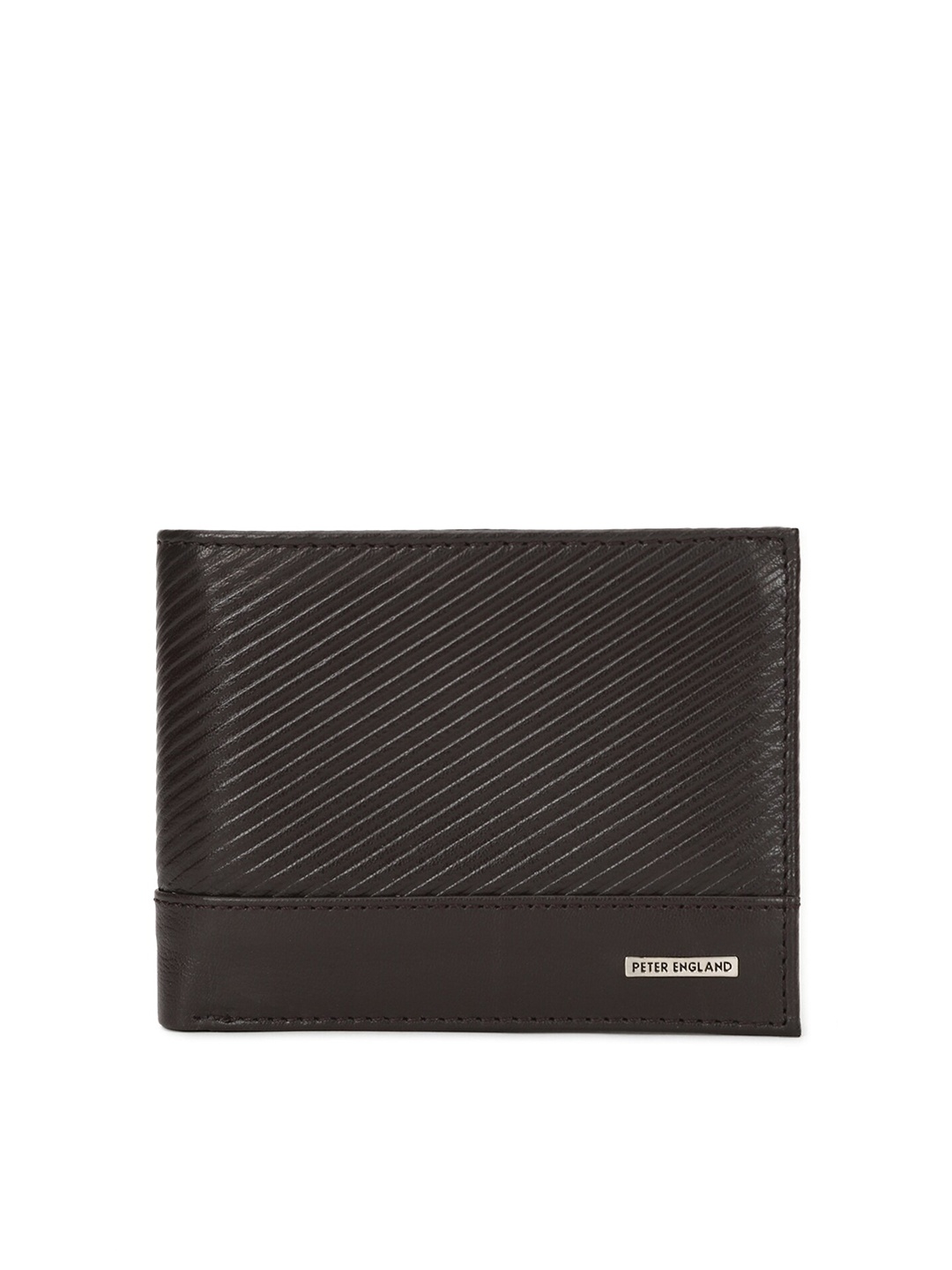 

Peter England Men Brown Textured Leather Two Fold Wallet
