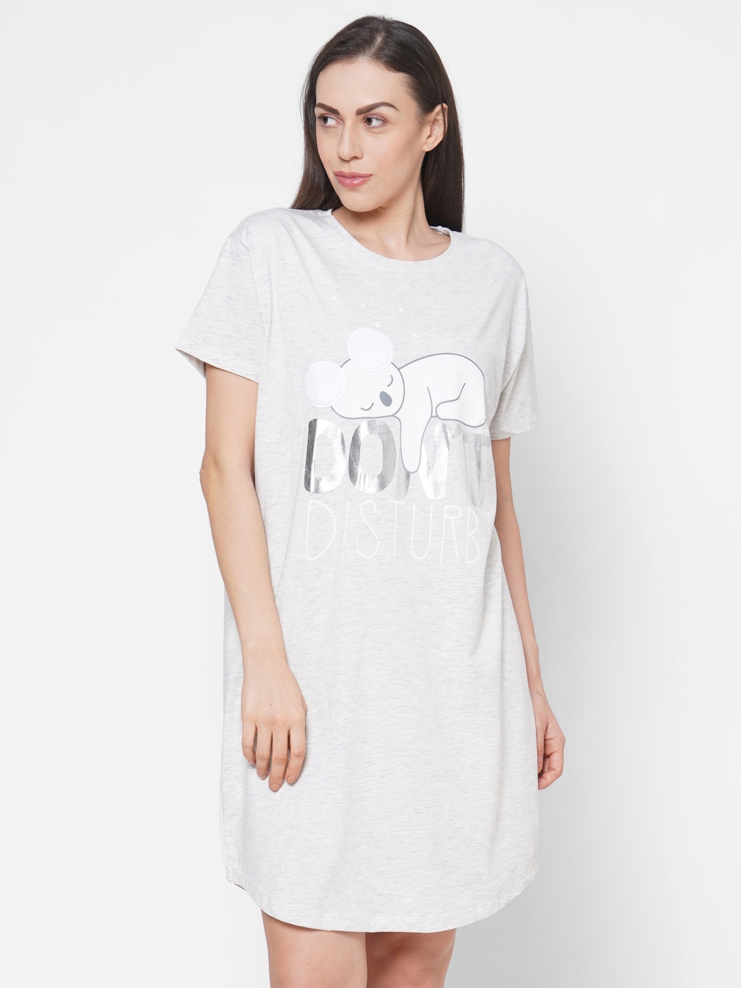 

Sweet Dreams Grey Printed Nightdress