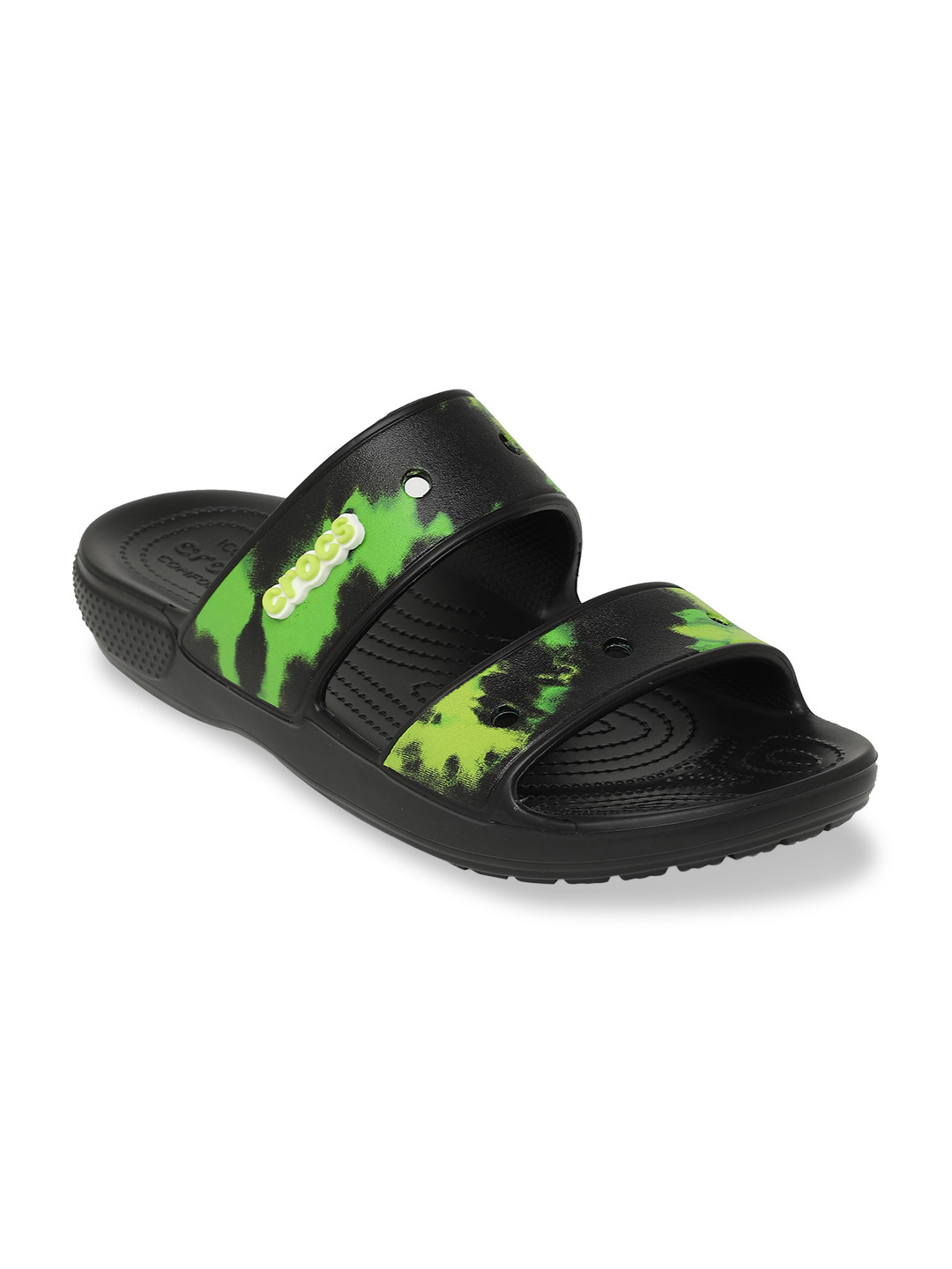 

Crocs Classic Unisex Black Lime Green Comfort Sandals