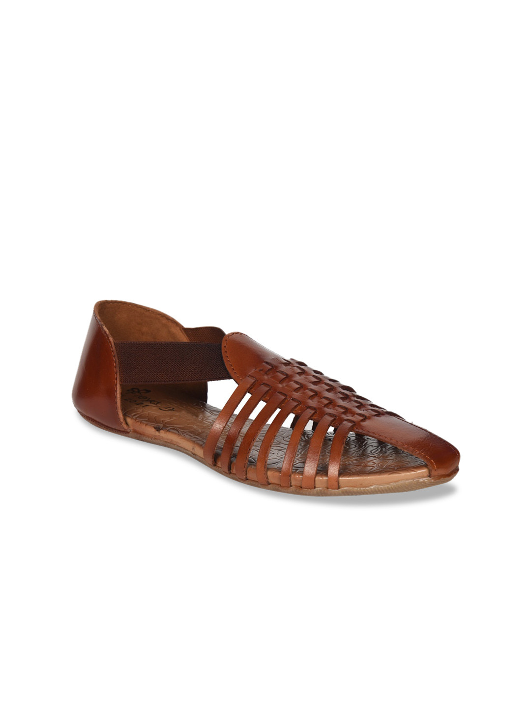 

Ajanta Brown Leather Comfort Sandals with Laser Cuts