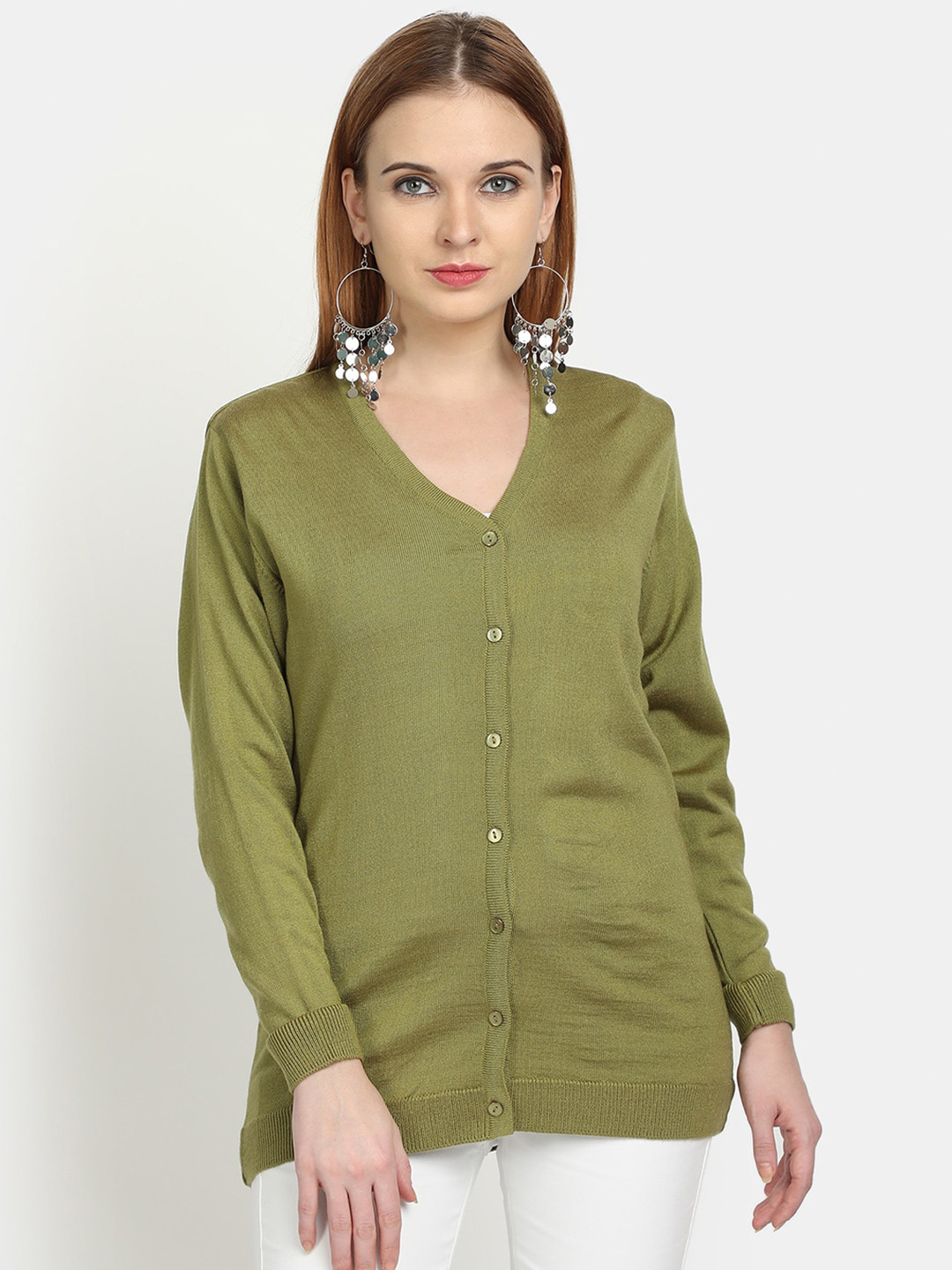 

PICOT Women Green Cardigan