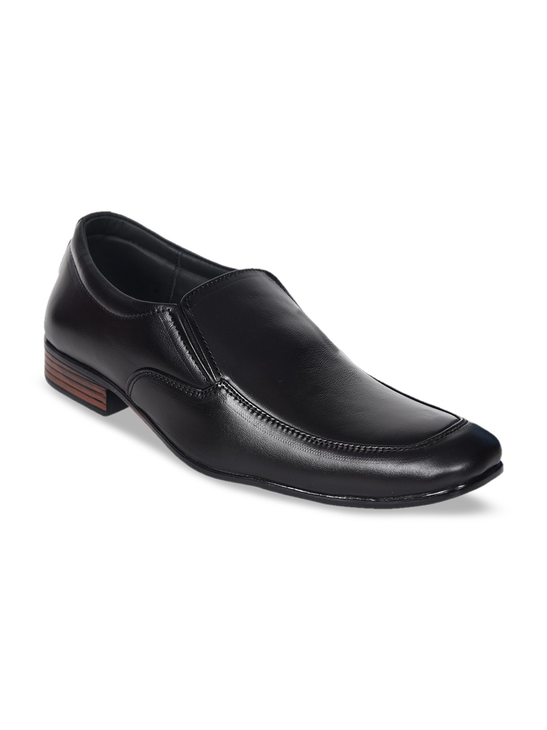 

IMPERIO Men Black Solid Leather Formal Slip-On