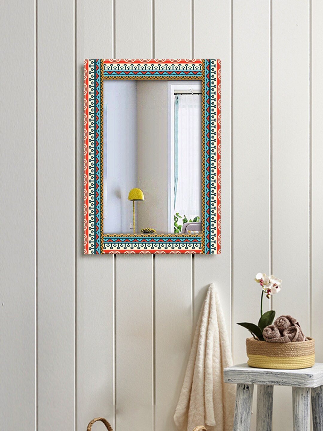 

999Store Brown & Orange Decorative Wall Hanging Mirror