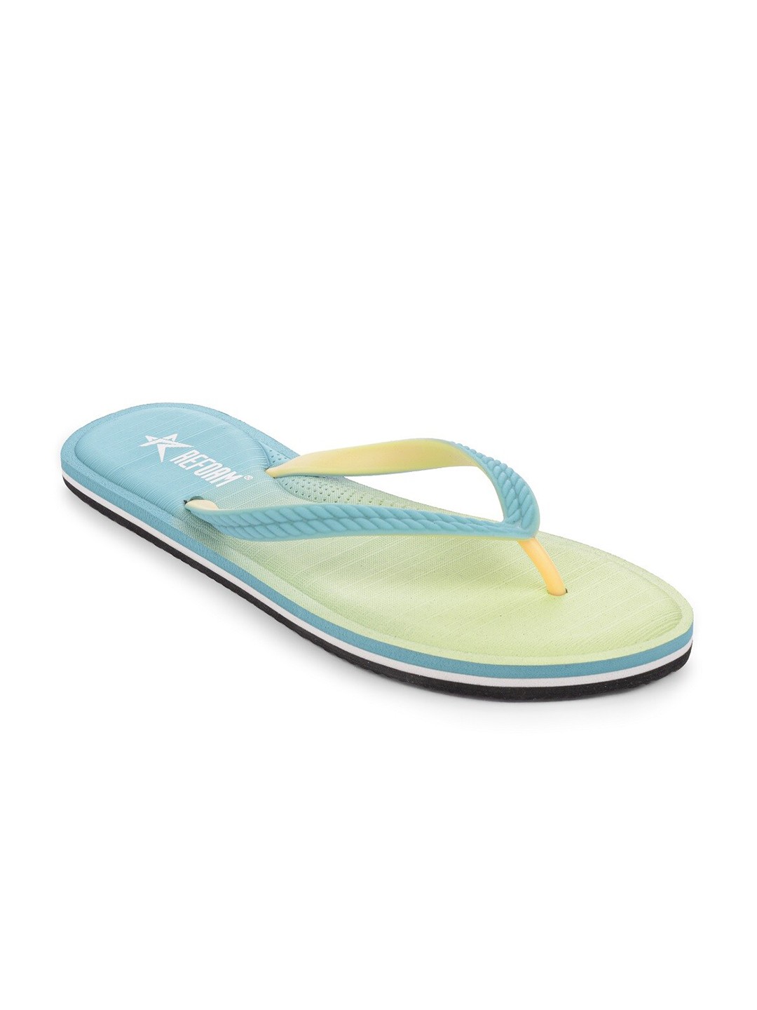 

REFOAM Women Yellow & Blue Colourblocked Rubber Room Slippers
