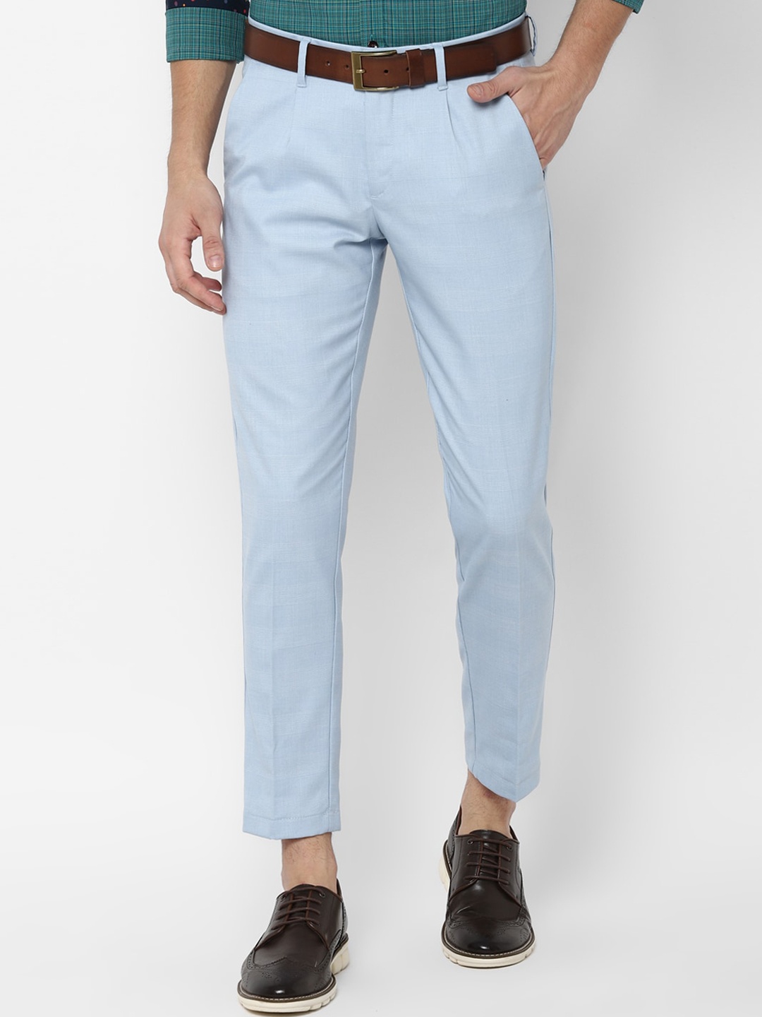 

Allen Solly Men Blue Textured Slim Fit Regular Trousers