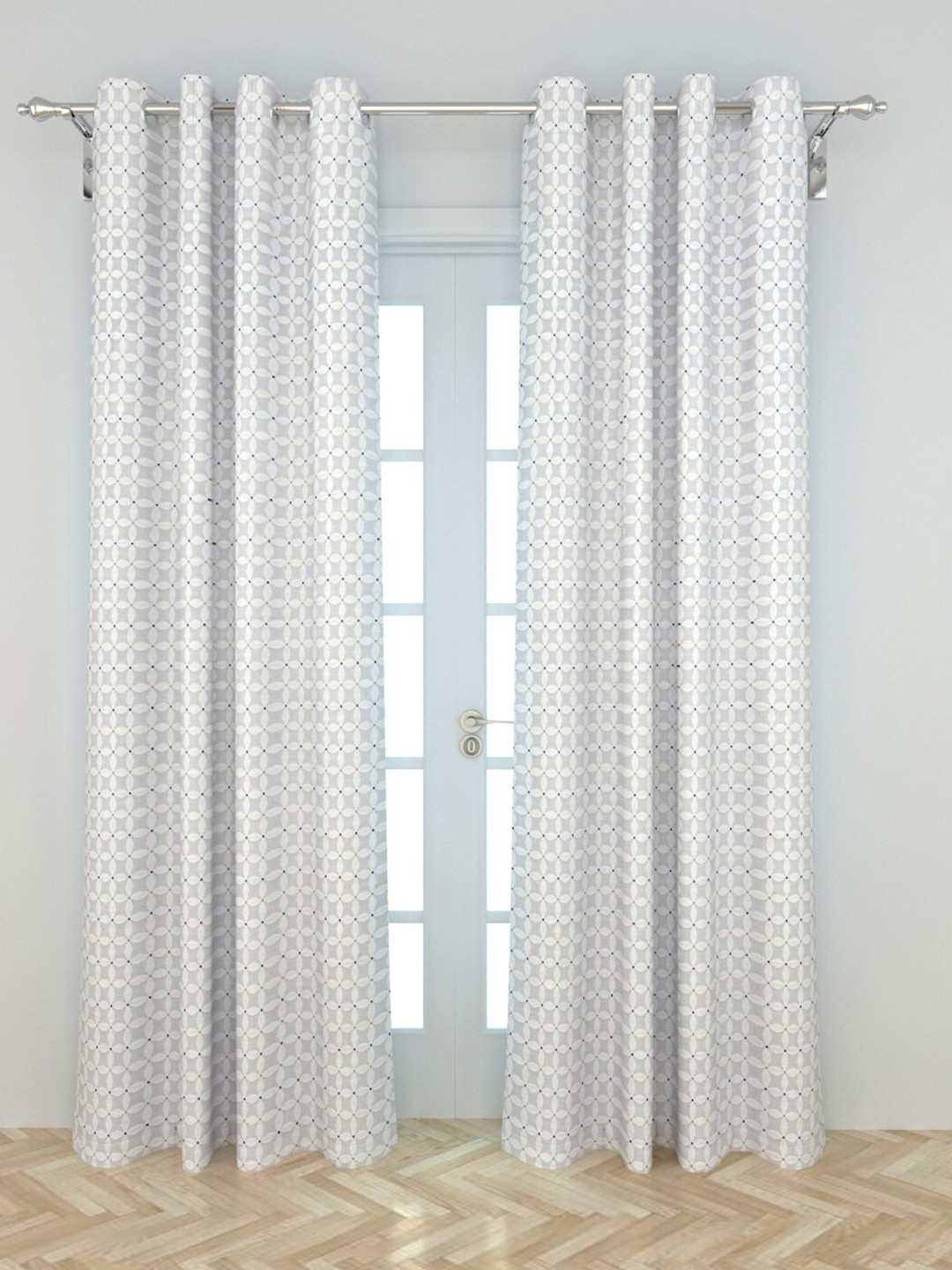 

Home Centre Grey & White Set of 2 Jacquard Geometric Door Curtain