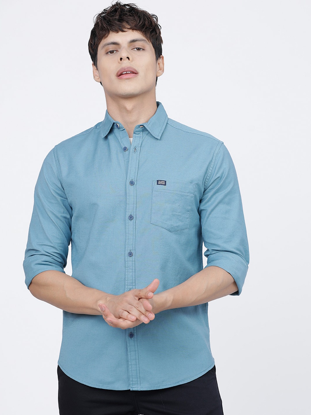 The Indian Garage Co Men Teal Blue Casual Shirt