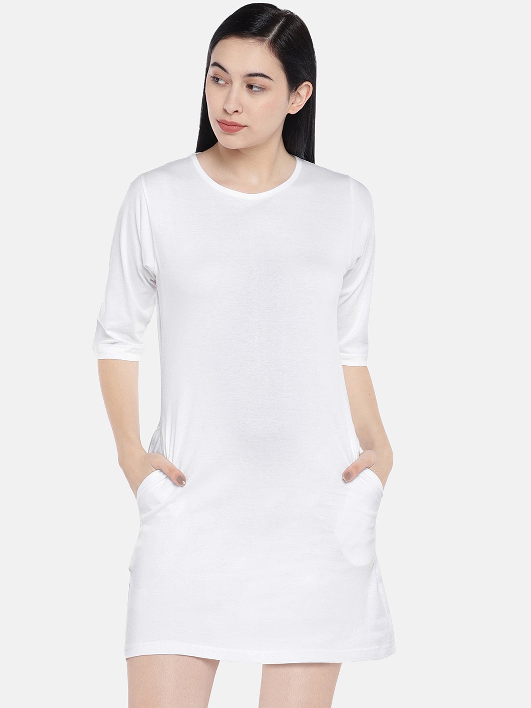 

STATUS MANTRA White T-shirt Dress