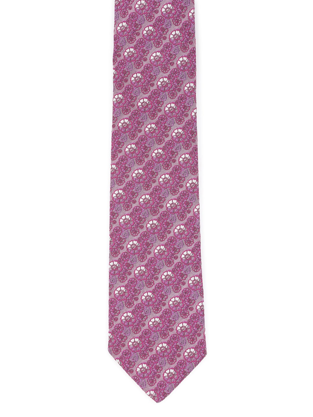 

Peter England Men Purple & White Woven Design Broad Tie