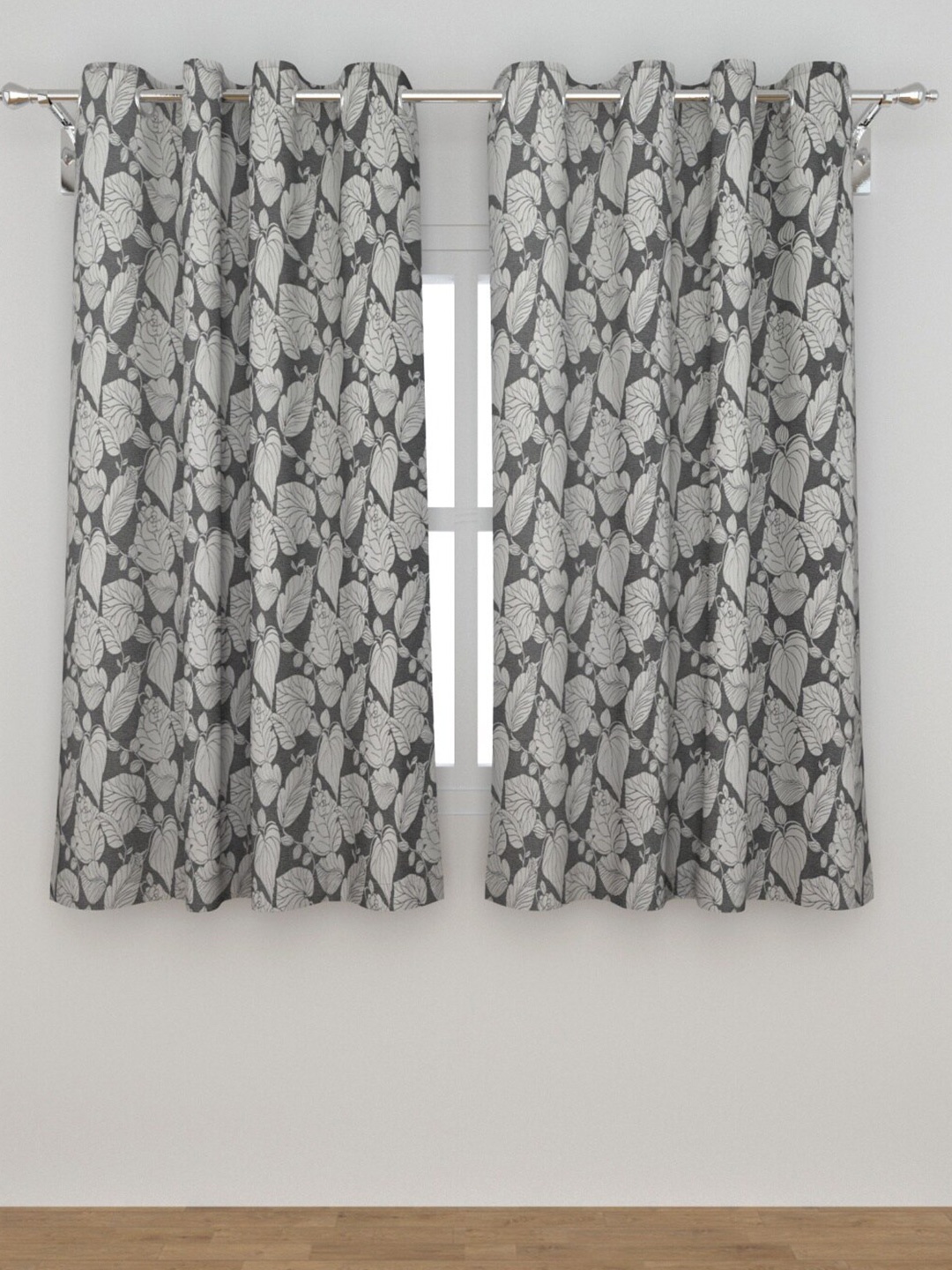 

Home Centre Grey & Off White Set of 2 Floral Jacquard Window Curtain