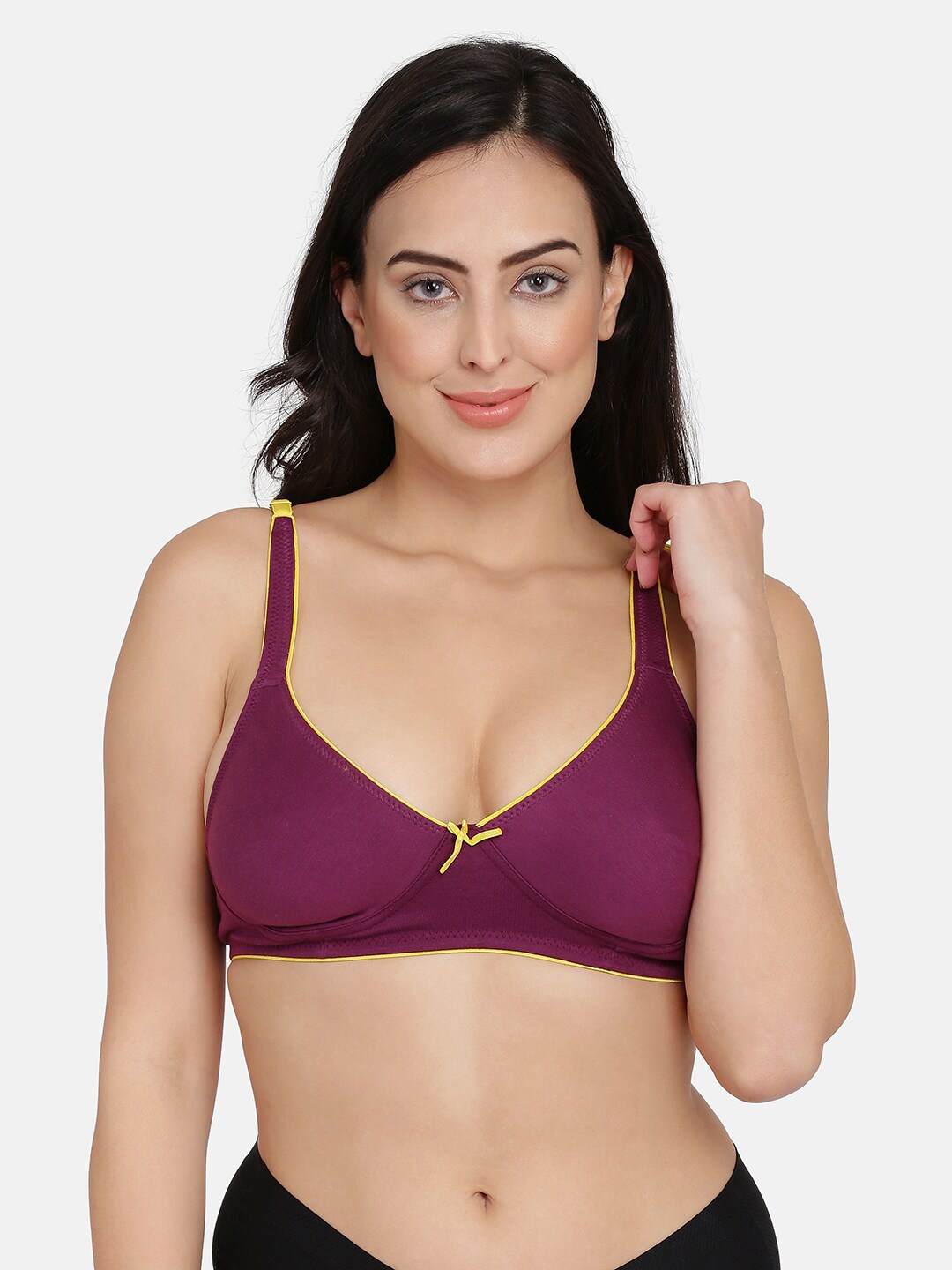 

PRETTYBOLD Pack of 2 Purple & Yellow Plunge Bra Full Coverage PBN-11 PURPLE-C20