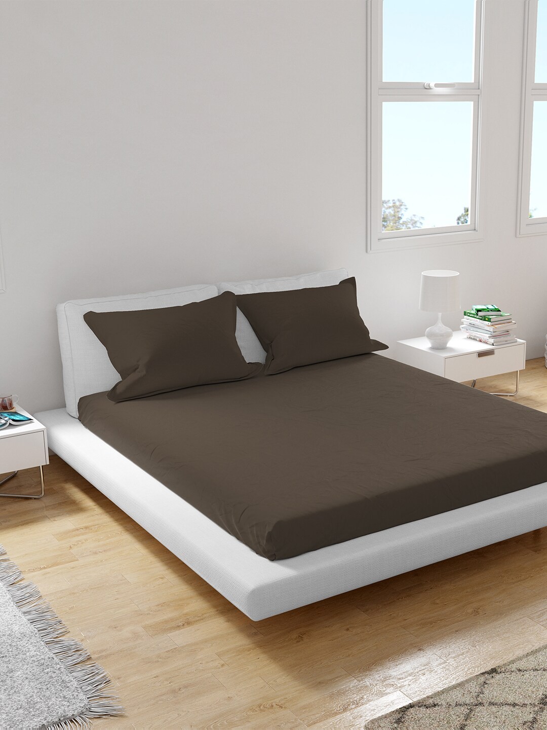 

Himeya Olive 180 TC King Sustainable Bedsheet with 2 Pillow Covers