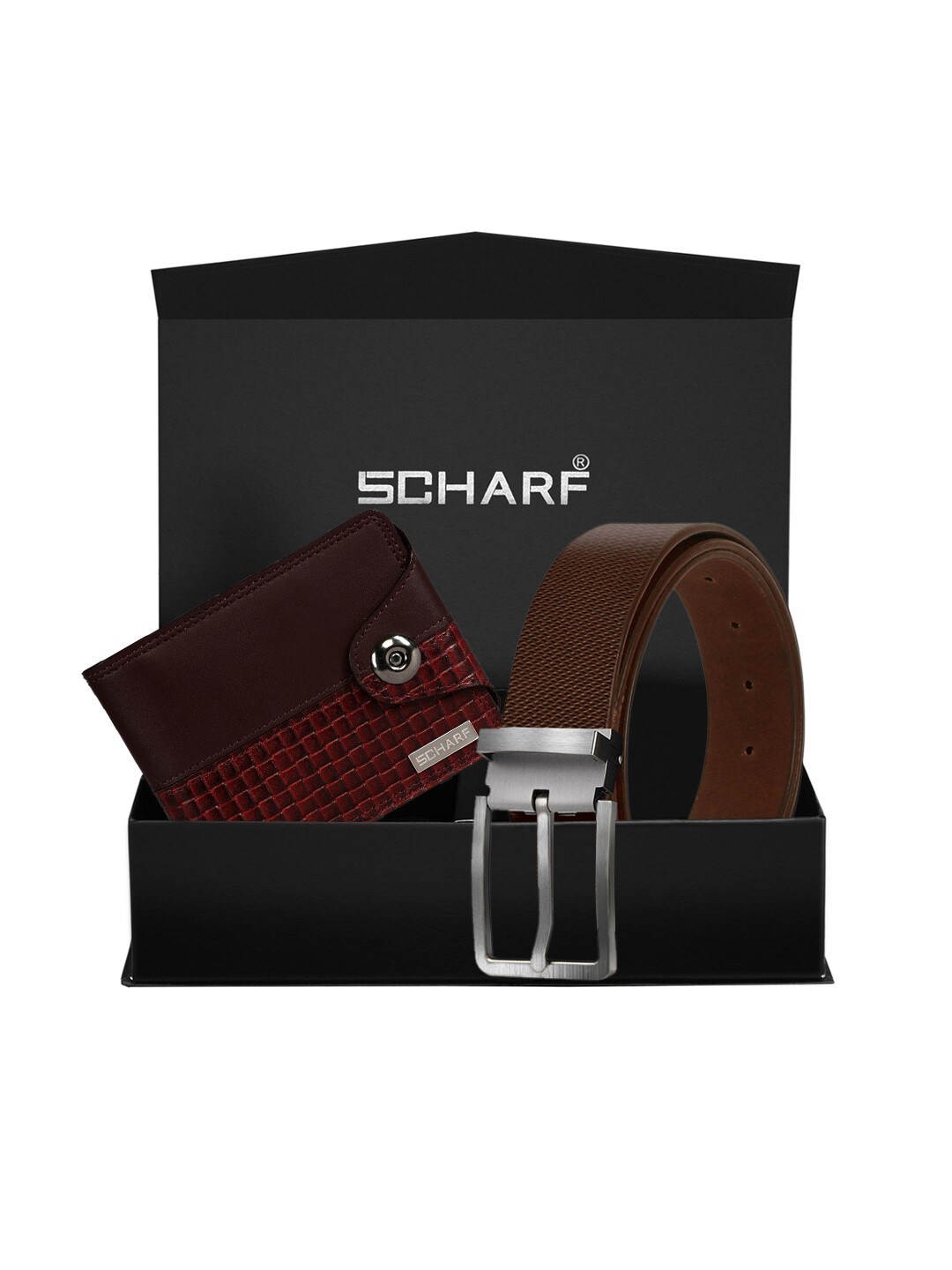 

SCHARF Men Brown Textured Accessory Gift Set