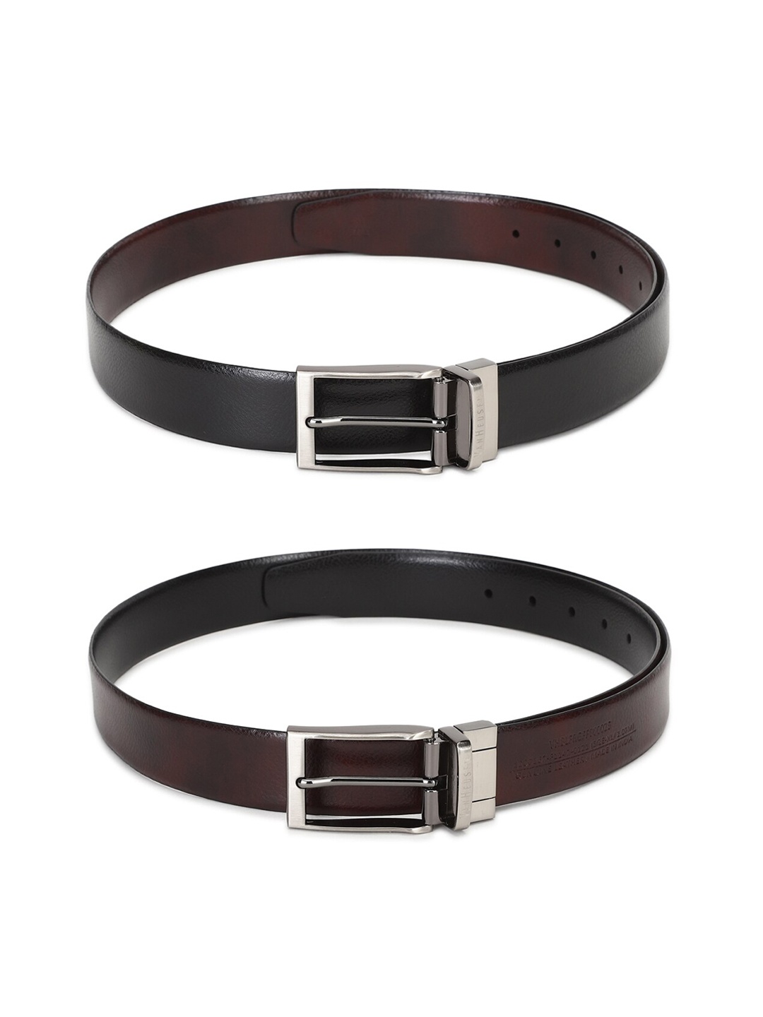

Van Heusen Men Brown Textured Leather Reversible Formal Belt