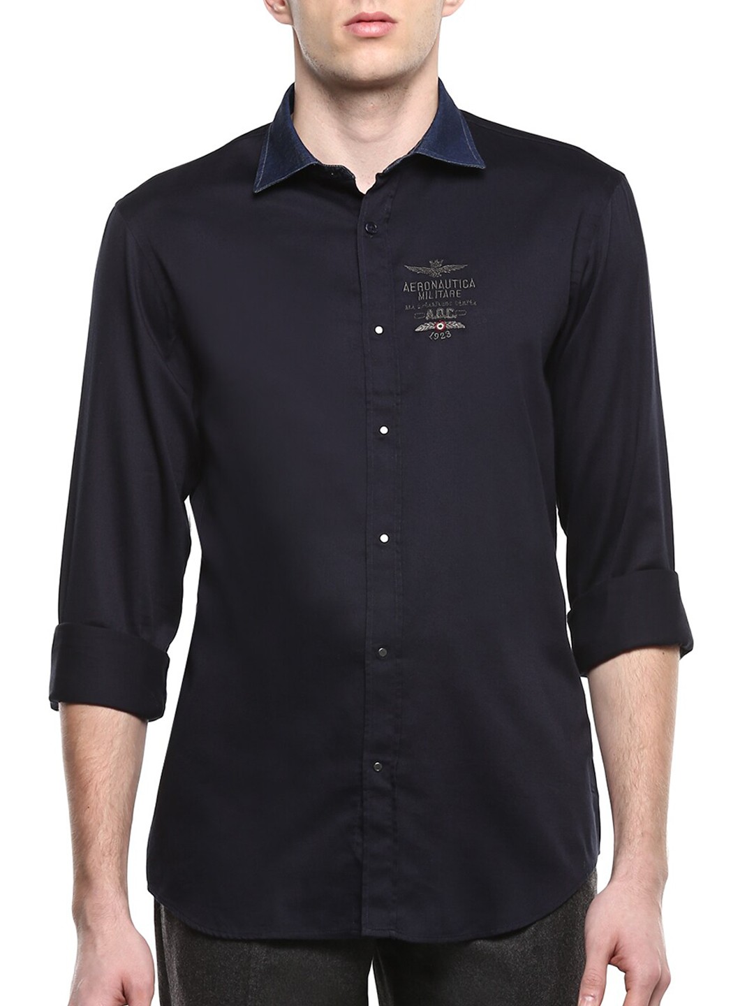 

Aeronautica Militare Men Navy Blue Casual Shirt
