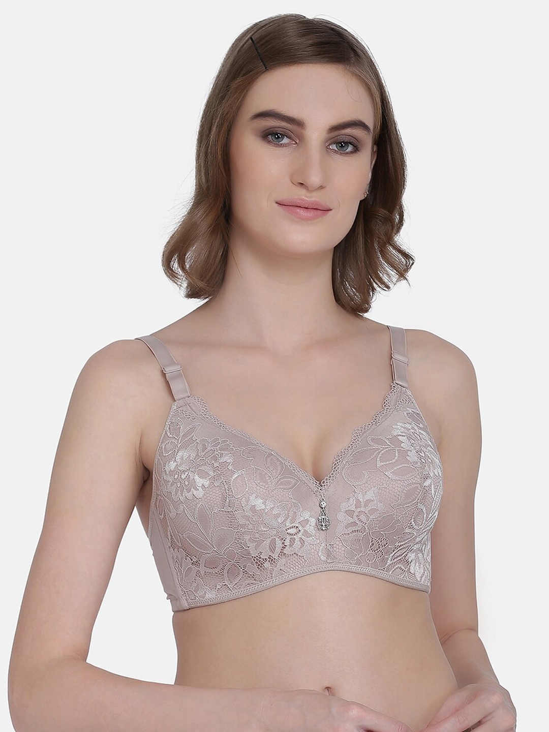 

PRETTYBOLD Brown Floral Everyday Bra Full Coverage Underwired Lightly Padded