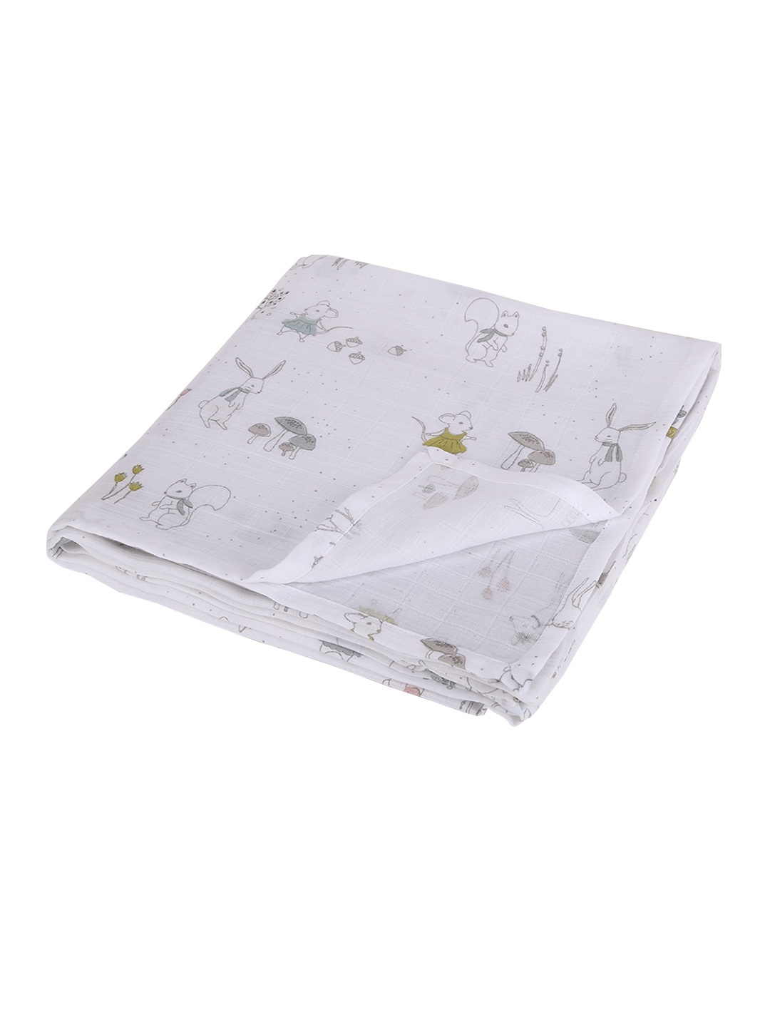 

berrytree Unisex Kids White & Gray Printed Soft Muslin Swaddle Wrap