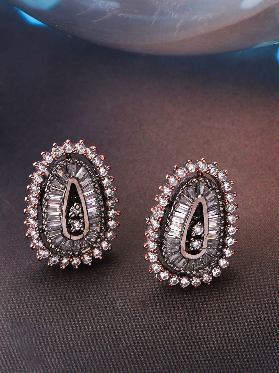 THE AAB STUDIO Silver & Rose Gold-Plated Oval Studs