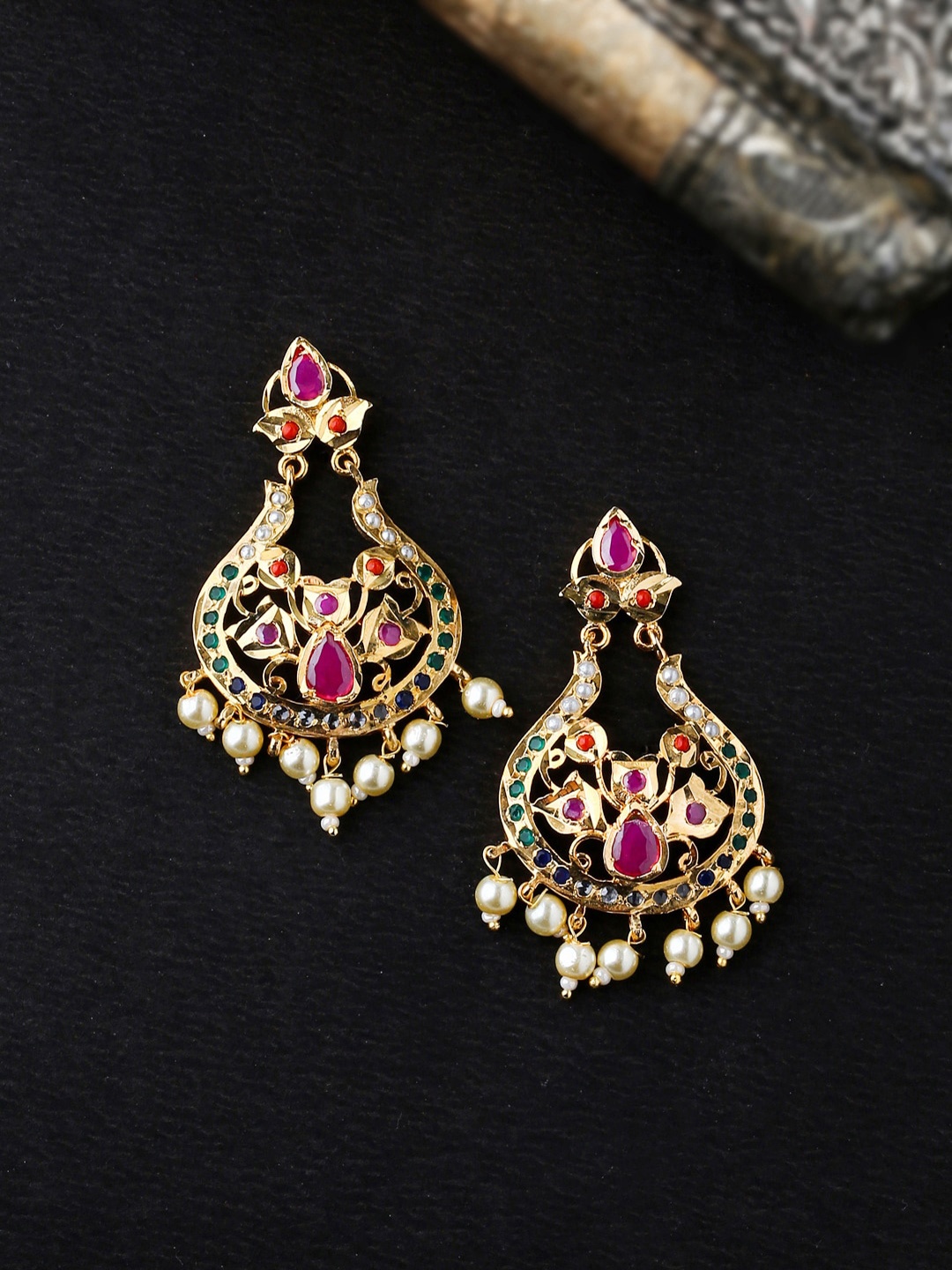 

THE AAB STUDIO Gold-Plated & Pink Geometric Drop Earrings