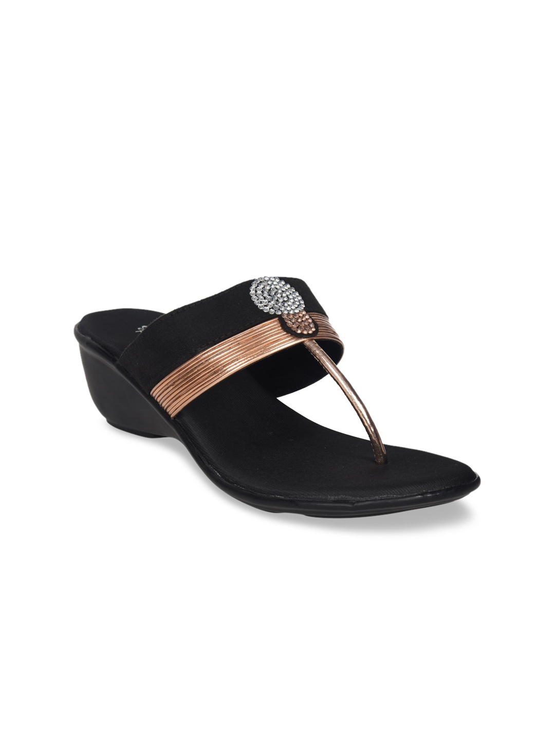 

Ajanta Black Embellished Wedge Sandals