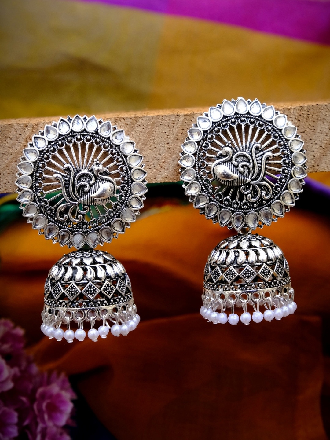 

Crunchy Fashion White Contemporary Jhumkas Earrings
