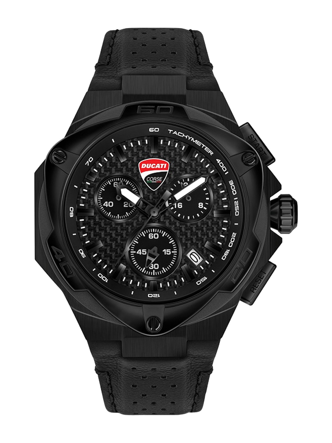 

DUCATI CORSE Men Black Printed Dial & Black Leather Bracelet Style Straps Analogue Watch