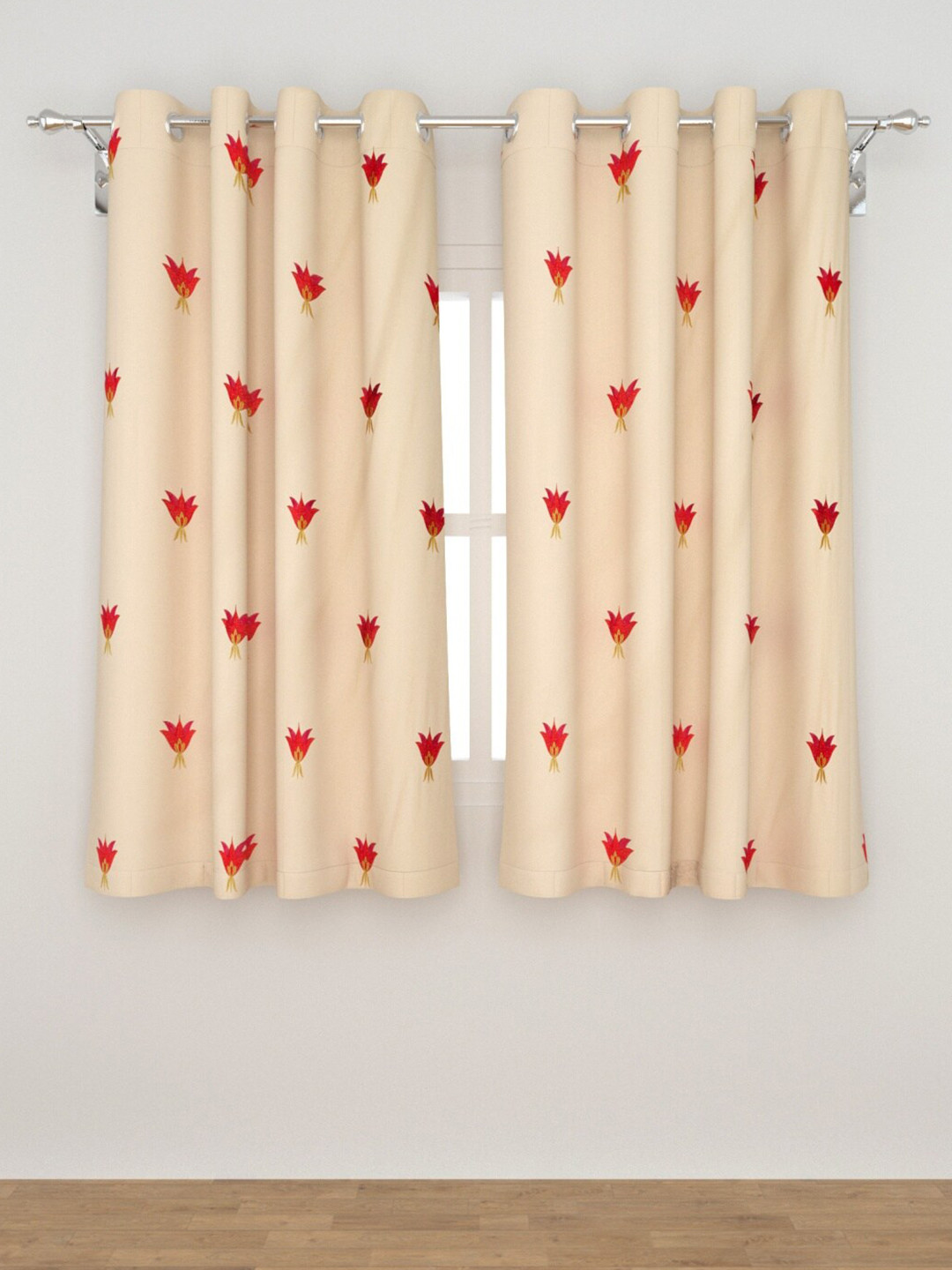 

Home Centre Pink & Red Set of 2 Ethnic Motifs Window Curtain