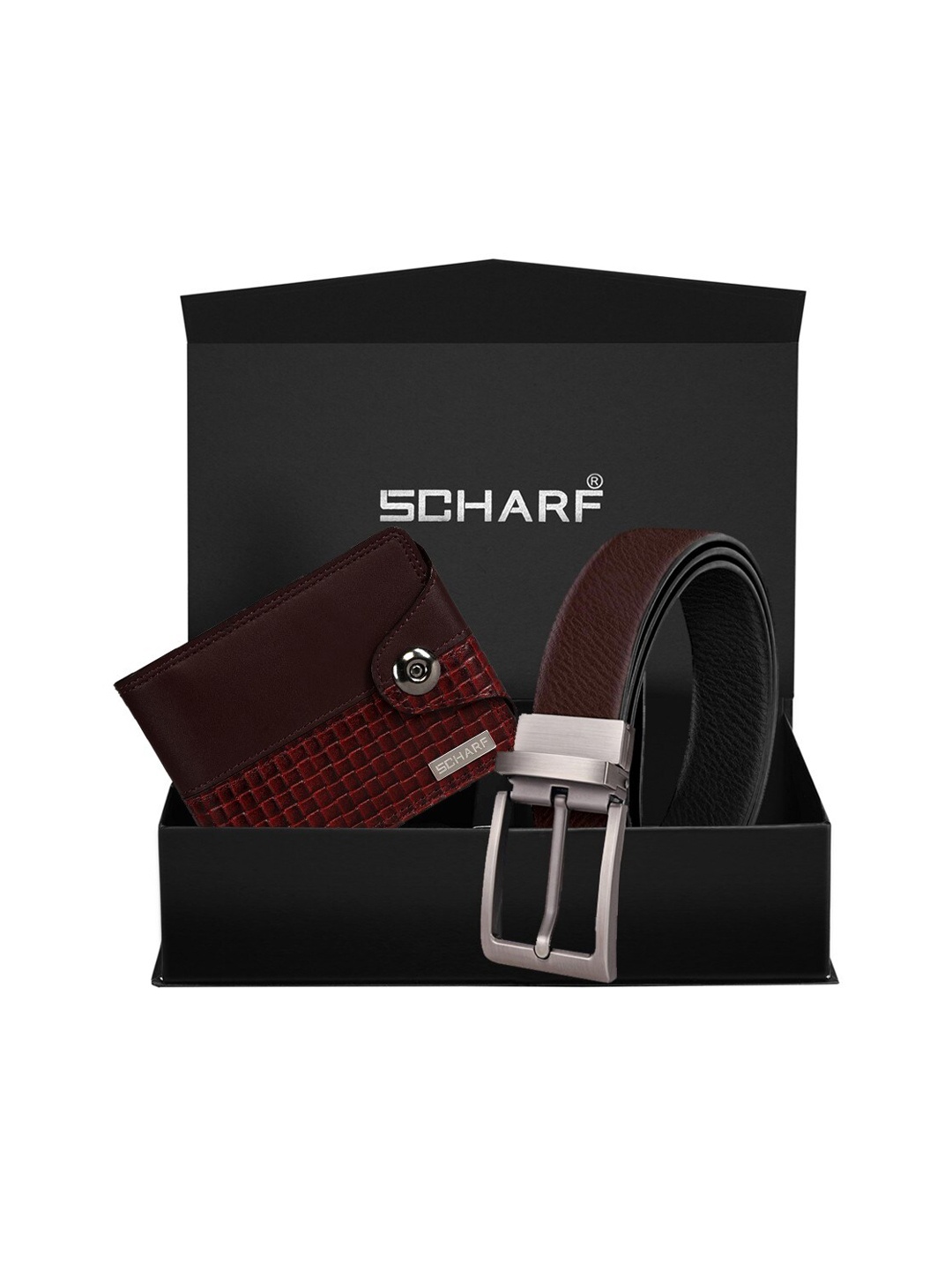 

SCHARF Men Brown Textured Accessory Gift Set