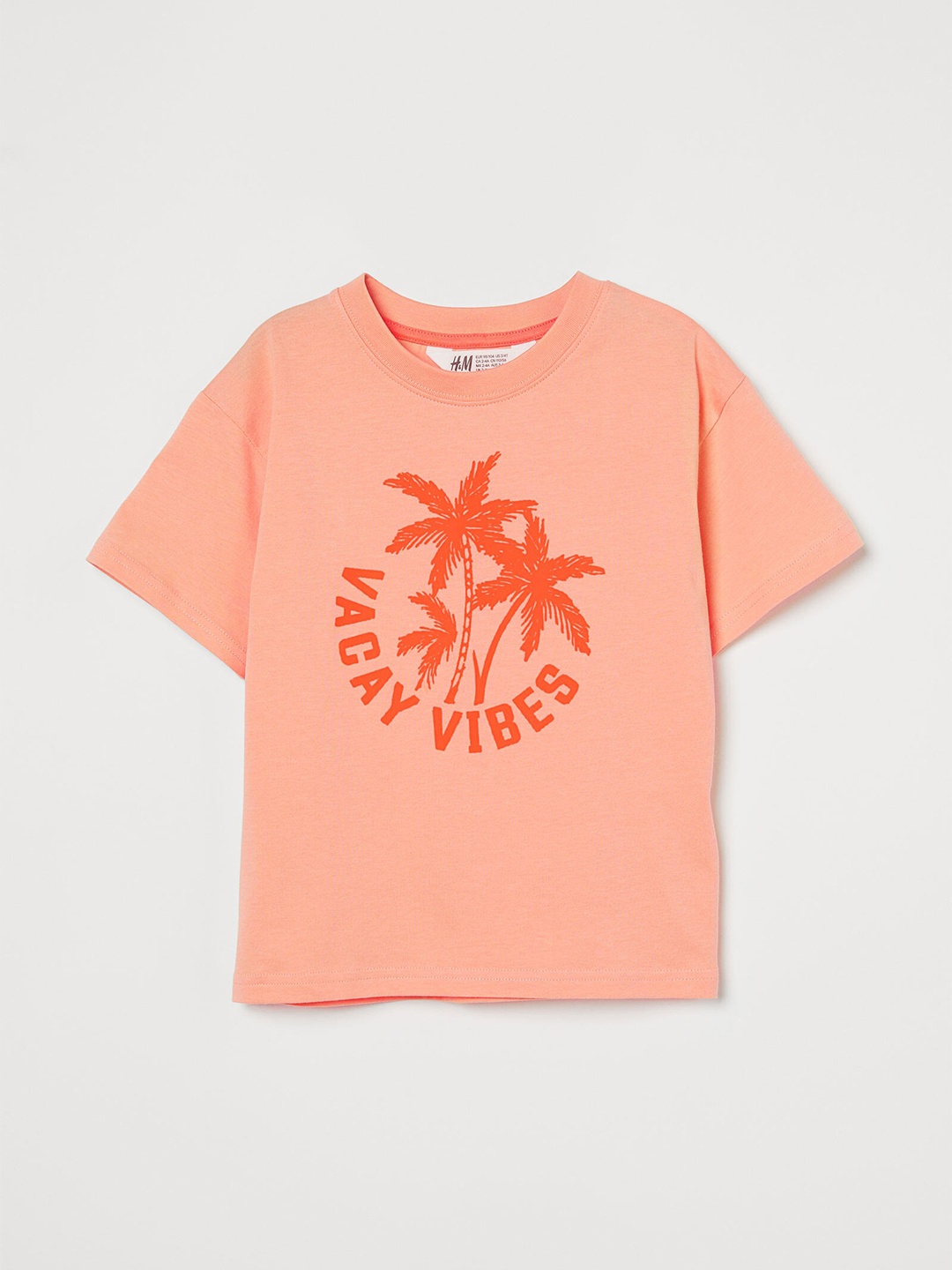 HM Boys Orange Printed Oversized Pure Cotton T-shirt