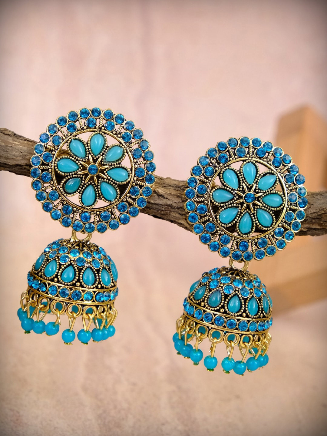 

Crunchy Fashion Blue Contemporary Jhumkas Earrings