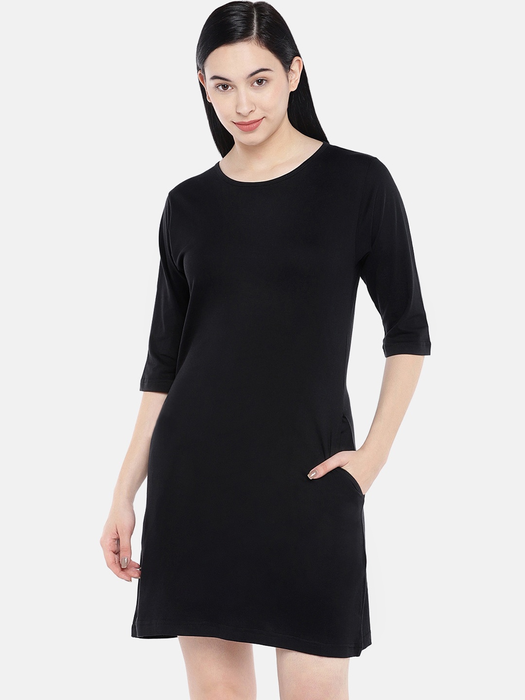 

STATUS MANTRA Black T-shirt Dress