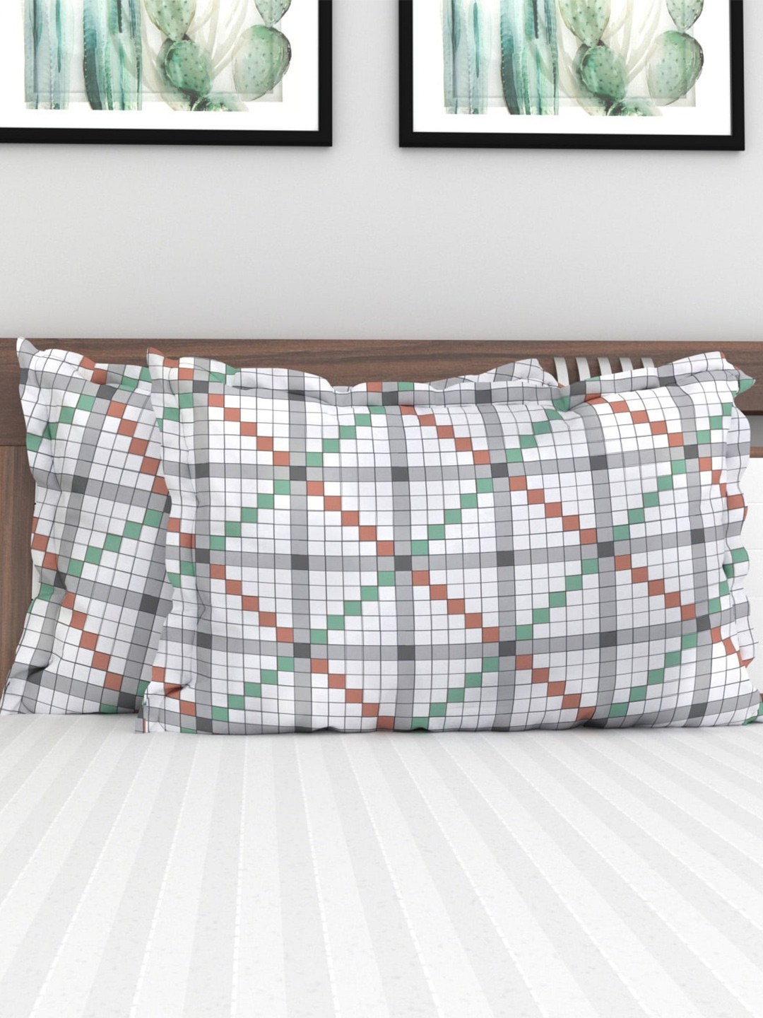 

Home Centre Multicoloured Set of 2 Geometric Rectangle Cushion Covers, Multi