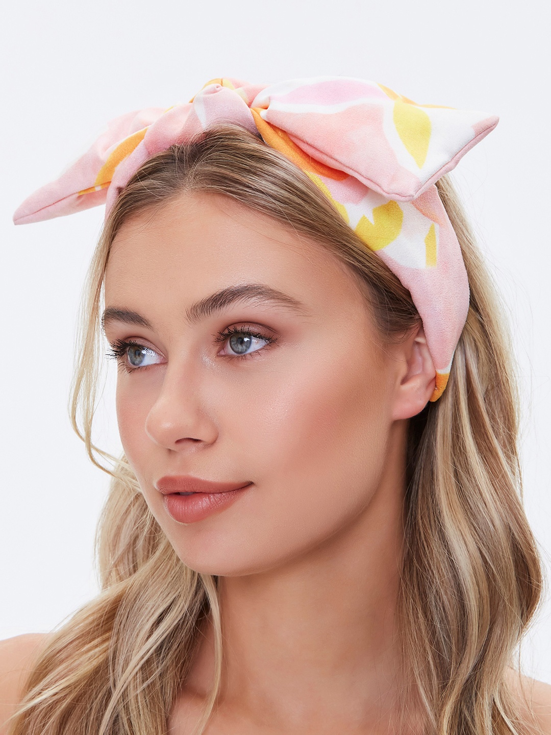 

FOREVER 21 Women Pink Lemon Print Bow Hairband