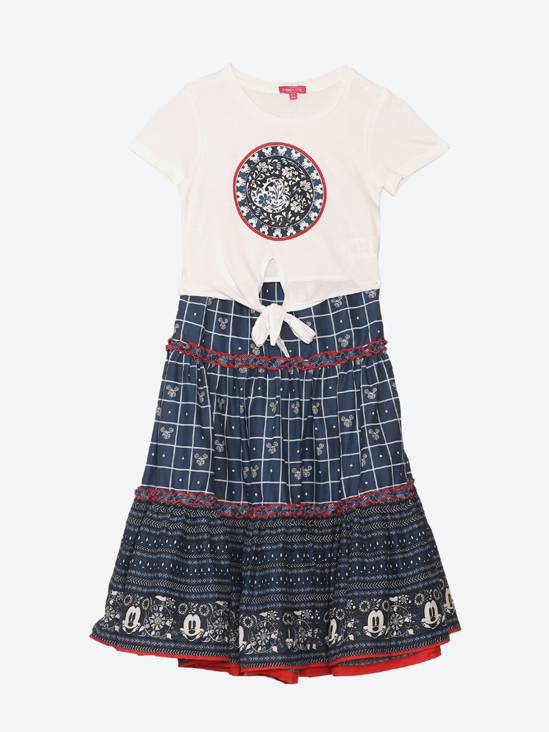 

Biba Girls White & Teal Printed Top with Skirt