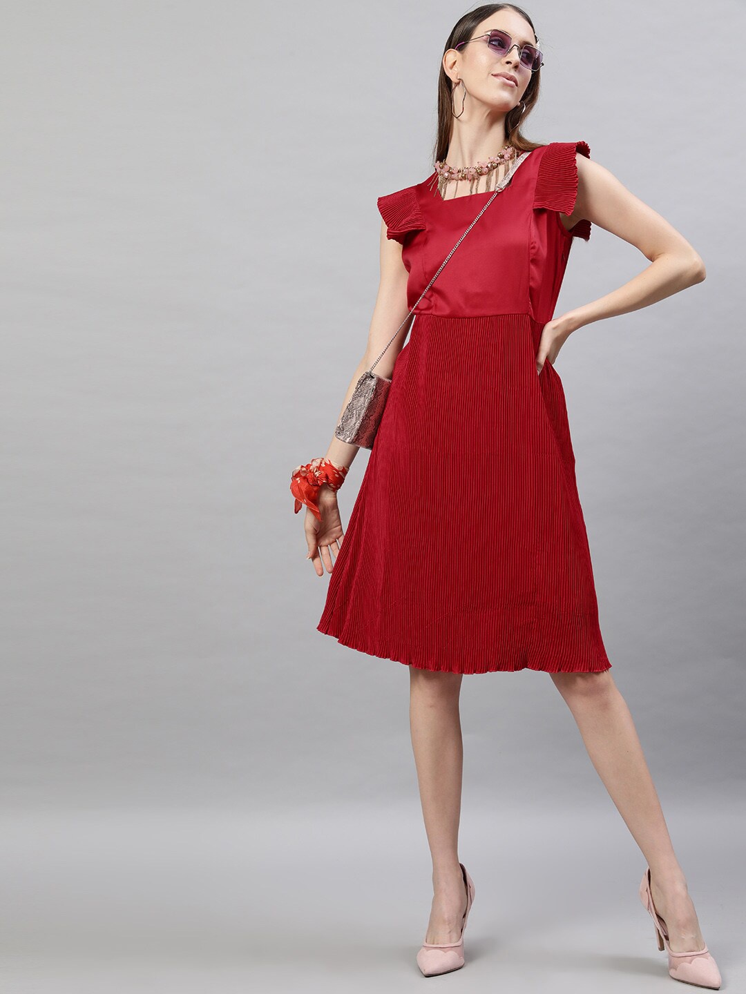 STREET 9 Red Satin Sheath Dress