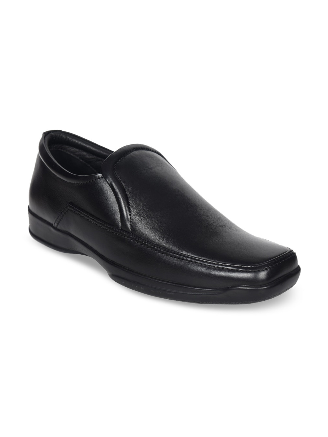 

IMPERIO Men Black Textured Leather Formal Slip-On Shoes