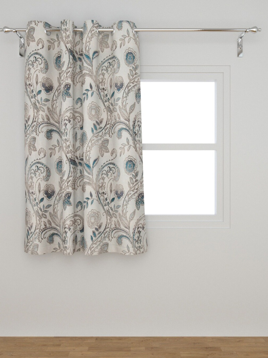 

Home Centre White & Grey Ethnic Motifs Black Out Window Curtain