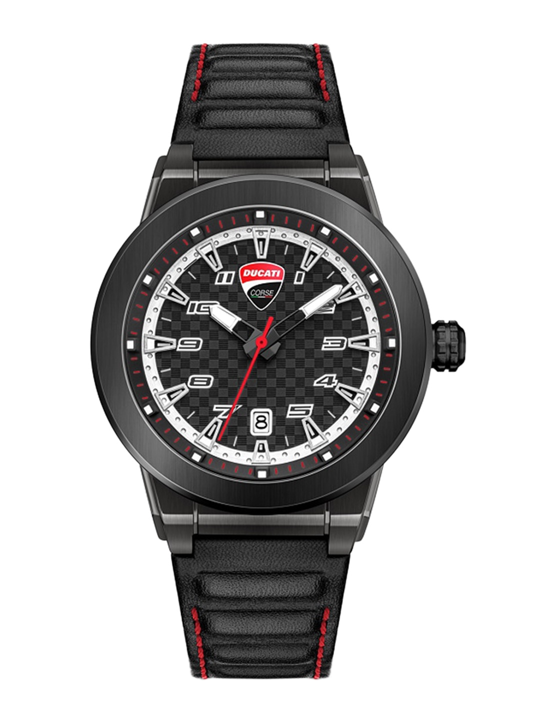 

DUCATI CORSE Men Black Dial & Black Leather Analogue Watch DTWGB2019401