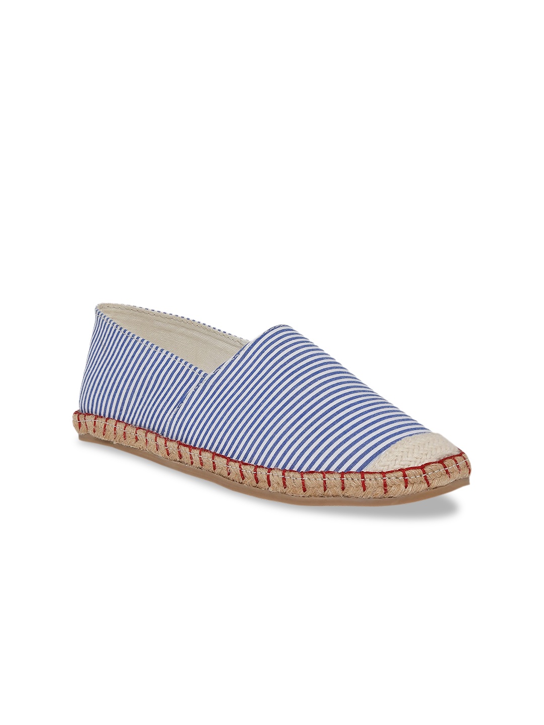 

People Women White & Blue Striped Ballerinas