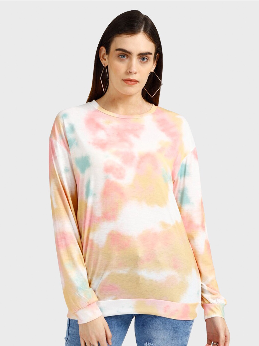 

iki chic Pink & Multicoloured Tie and Dye Regular Top