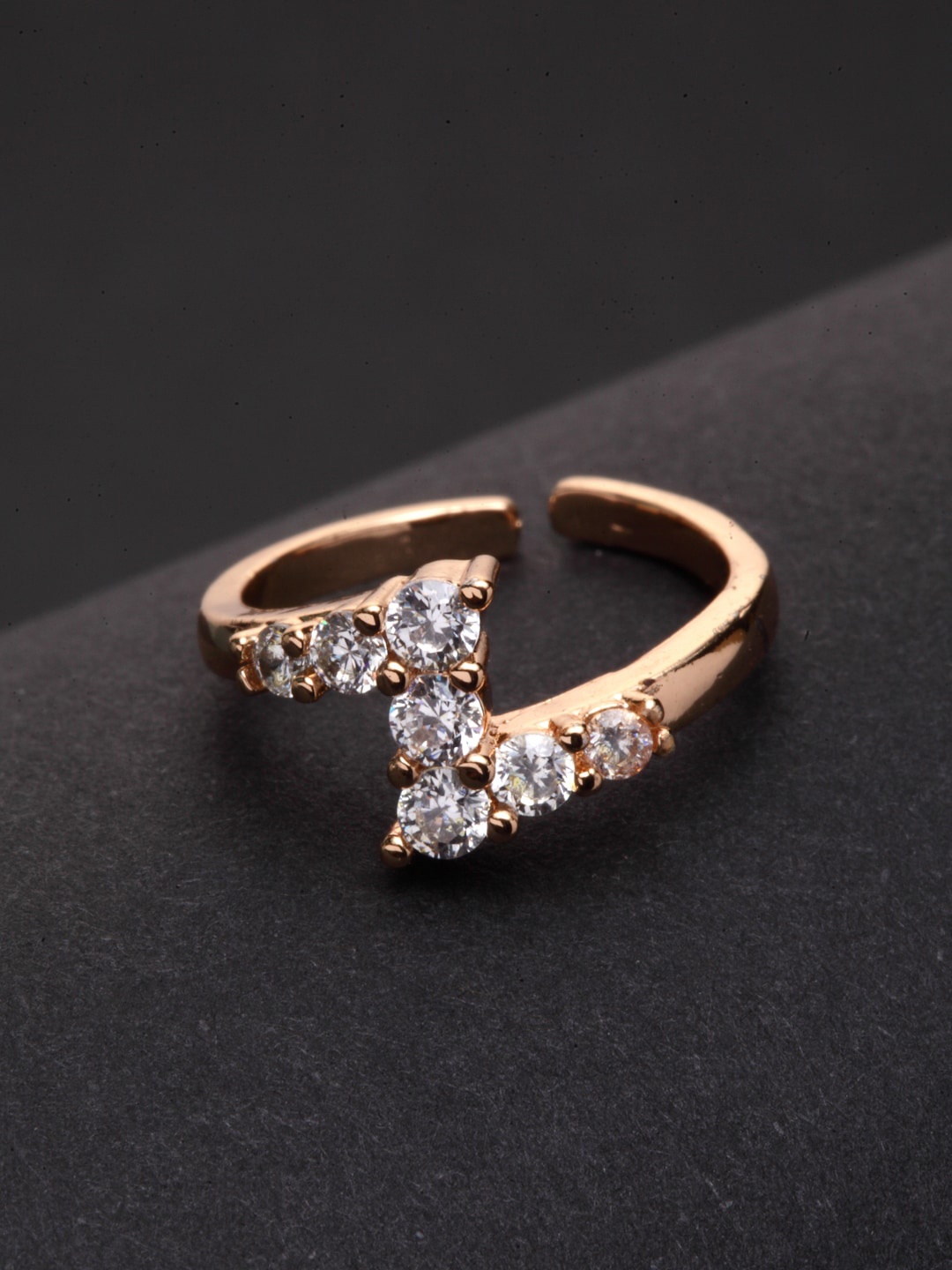 

VOGUE PANASH Gold-Plated White CZ-Studded Handcrafted Finger Ring